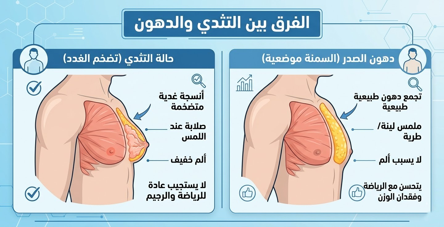 الفرق بين التثدي والدهون
